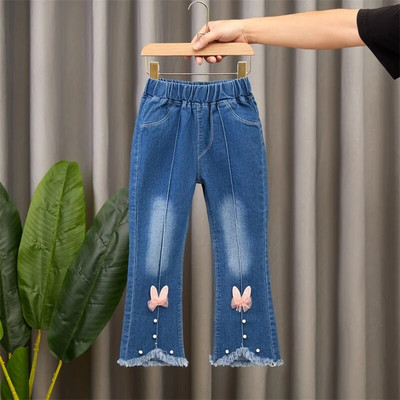 Pantaloni Jeans Fete Pantaloni Lungi Bumbac 2024 Retro Primăvară Toamnă Adolescenți Pantaloni Bebeluși Copii În aer liber Pânză pentru copii de înaltă calitate