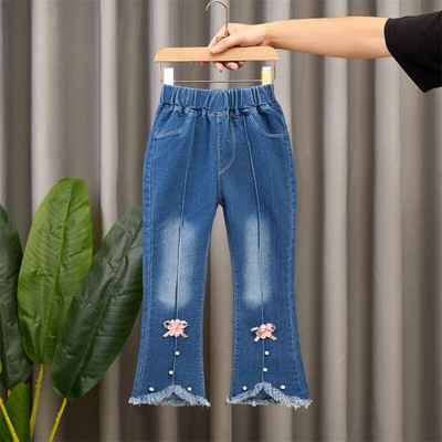 Pantaloni Jeans Fete Pantaloni Lungi Bumbac 2024 Retro Primăvară Toamnă Adolescenți Pantaloni Bebeluși Copii În aer liber Pânză pentru copii de înaltă calitate