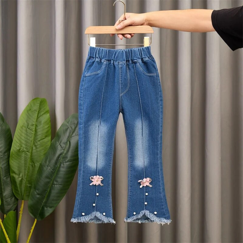 Pantaloni Jeans Fete Pantaloni Lungi Bumbac 2024 Retro Primăvară Toamnă Adolescenți Pantaloni Bebeluși Copii În aer liber Pânză pentru copii de înaltă calitate