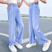 Nouă Fată Pantaloni lați Pantaloni pentru fete Blugi cu talie elastică pentru copii Primăvară Toamnă Haine casual Pantaloni fete 6 8 10 12 14A