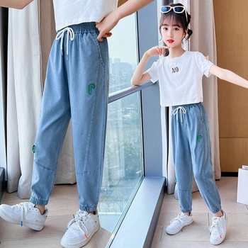 Νέο κοριτσίστικο παντελόνι με φαρδύ πόδι Κοριτσίστικο τζιν Τζιν ελαστικό τζιν μέσης για παιδιά Άνοιξη φθινόπωρο casual ρούχα Κοριτσίστικα παντελόνια 6 8 10 12 14Y