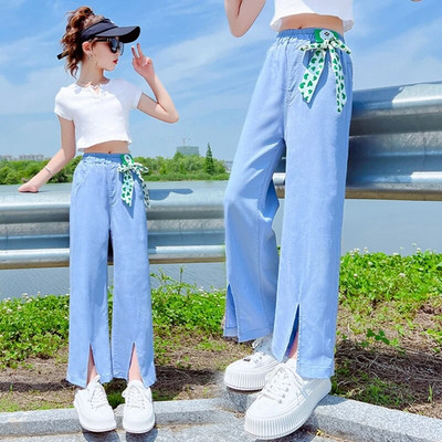 Nouă Fată Pantaloni lați Pantaloni pentru fete Blugi cu talie elastică pentru copii Primăvară Toamnă Haine casual Pantaloni fete 6 8 10 12 14A