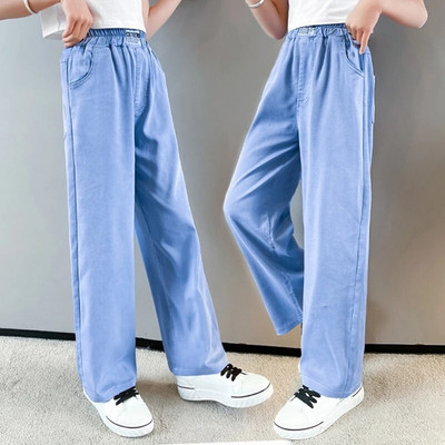 Nouă Fată Pantaloni lați Pantaloni pentru fete Blugi cu talie elastică pentru copii Primăvară Toamnă Haine casual Pantaloni fete 6 8 10 12 14A