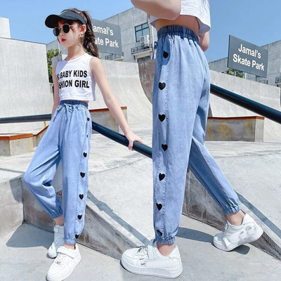 Nouă Fată Pantaloni lați Pantaloni pentru fete Blugi cu talie elastică pentru copii Primăvară Toamnă Haine casual Pantaloni fete 6 8 10 12 14A