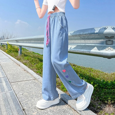 Nouă Fată Pantaloni lați Pantaloni pentru fete Blugi cu talie elastică pentru copii Primăvară Toamnă Haine casual Pantaloni fete 6 8 10 12 14A