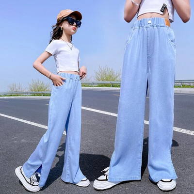 Nouă Fată Pantaloni lați Pantaloni pentru fete Blugi cu talie elastică pentru copii Primăvară Toamnă Haine casual Pantaloni fete 6 8 10 12 14A