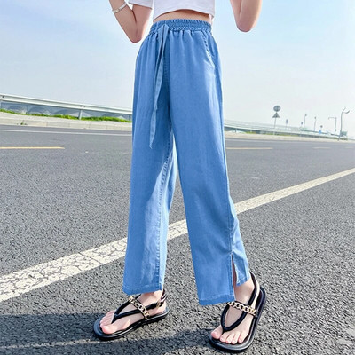 Nouă Fată Pantaloni lați Pantaloni pentru fete Blugi cu talie elastică pentru copii Primăvară Toamnă Haine casual Pantaloni fete 6 8 10 12 14A