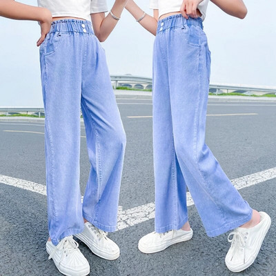 Nouă Fată Pantaloni lați Pantaloni pentru fete Blugi cu talie elastică pentru copii Primăvară Toamnă Haine casual Pantaloni fete 6 8 10 12 14A