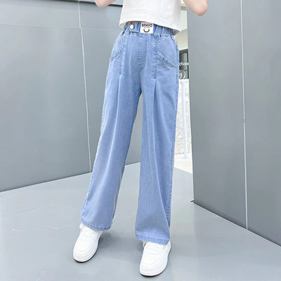 Nouă Fată Pantaloni lați Pantaloni pentru fete Blugi cu talie elastică pentru copii Primăvară Toamnă Haine casual Pantaloni fete 6 8 10 12 14A