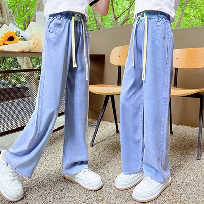 Nouă Fată Pantaloni lați Pantaloni pentru fete Blugi cu talie elastică pentru copii Primăvară Toamnă Haine casual Pantaloni fete 6 8 10 12 14A