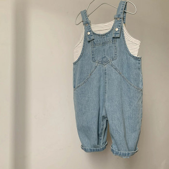 Άνοιξη 2024 Νέα Παιδικά Τζιν Ολόσωμες φόρμες Παιδικά Αγόρια Φαρδιά Τζιν Βρεφικά παντελόνια καθημερινά για κορίτσια Vintage λουράκια παντελόνια Παιδικά ρούχα