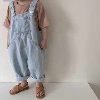 Άνοιξη 2024 Νέα Παιδικά Τζιν Ολόσωμες φόρμες Παιδικά Αγόρια Φαρδιά Τζιν Βρεφικά παντελόνια καθημερινά για κορίτσια Vintage λουράκια παντελόνια Παιδικά ρούχα