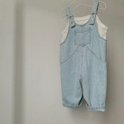 2024 de primăvară noi copii salopete din denim copii băieți blugi largi pantaloni casual fete vintage pantaloni cu bretele haine pentru copii mici