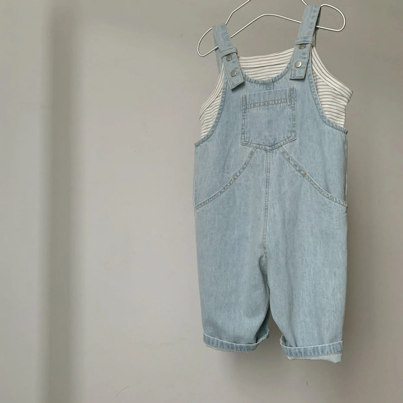 2024 de primăvară noi copii salopete din denim copii băieți blugi largi pantaloni casual fete vintage pantaloni cu bretele haine pentru copii mici