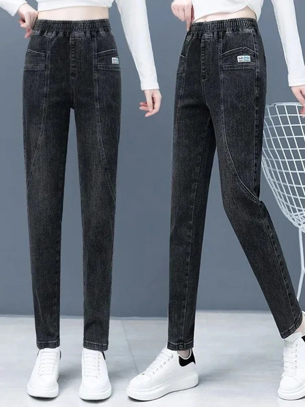 Primavara Vara Marime Mari 5xl 75kg Blugi Harem Pantaloni elastici cu talie inalta Stretch Denim Vintage Blue Vaqueros Woman Fashion Spodnie