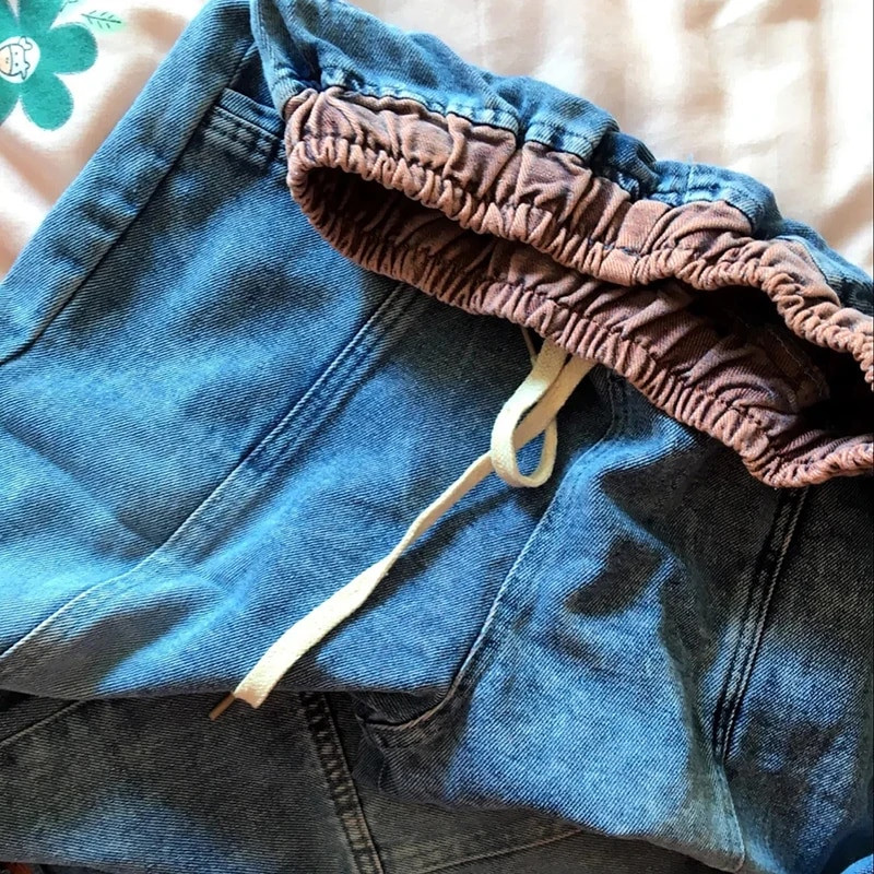 Tänavarõivad Ripped Hole Harem Teksad Naiste Korea kottis pahkluuni ulatuvad teksapüksid Disain vabaaja vaqueros lahtised pitsiga pantalonid