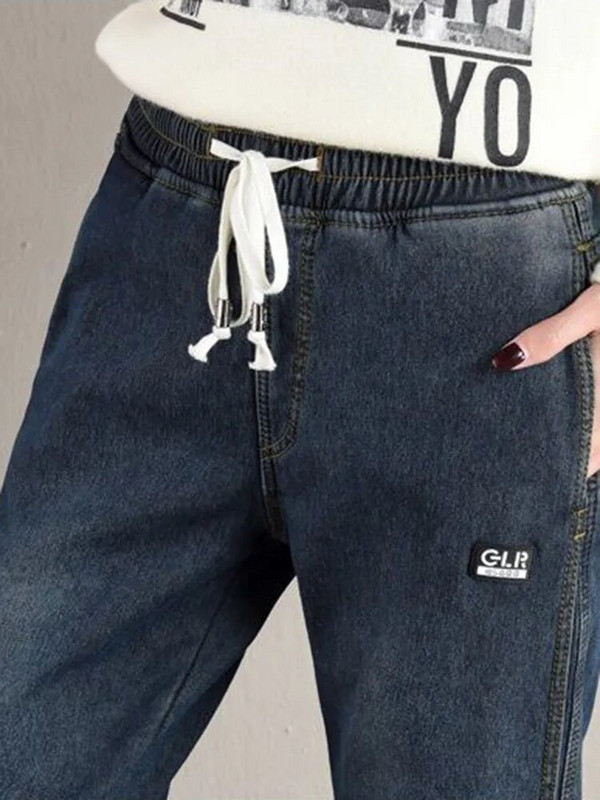 Îngroșare mărime mare 80 kg blugi harem iarnă căptușiți cu pluș pantaloni din denim cu talie înaltă vintage calde vaqueros baggy femei Spodnie nou