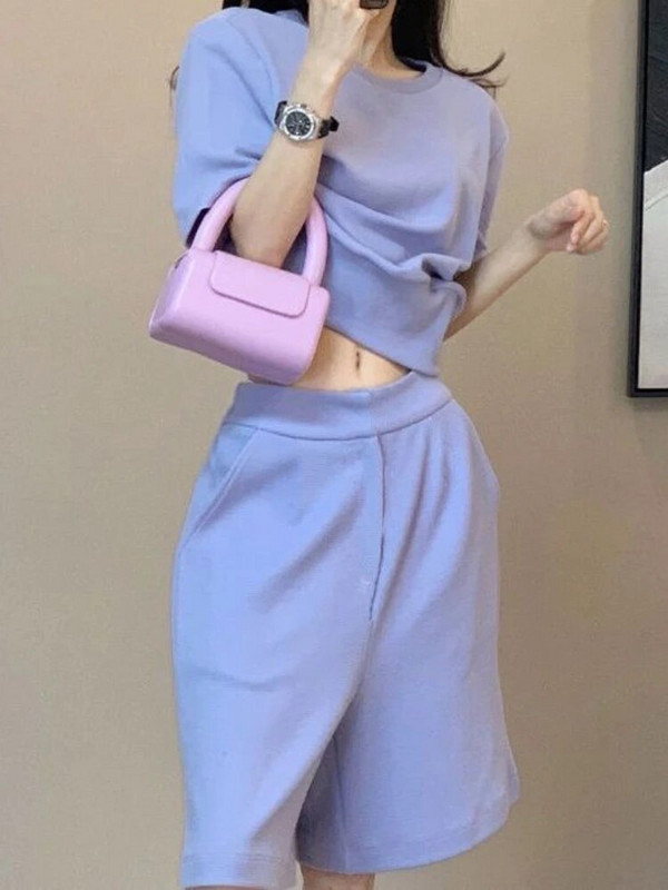 „Xgoth“ moteriški elegantiški bėgikai dviejų dalių kostiumas moterims, vasaros naujos mados marškinėliai trumpomis rankovėmis + laisvalaikio amžių mažinantys sportiniai šortai