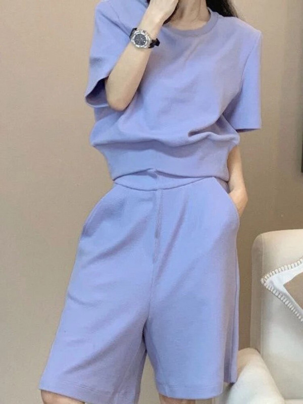 „Xgoth“ moteriški elegantiški bėgikai dviejų dalių kostiumas moterims, vasaros naujos mados marškinėliai trumpomis rankovėmis + laisvalaikio amžių mažinantys sportiniai šortai