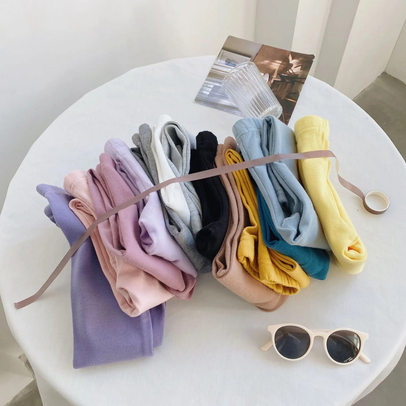 Jambiere pentru bebeluși, pantaloni pentru copii, colanți din bumbac, culoare uni, haine pentru fetițe pentru copii DT667