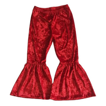 Бебе момичета есен зима кадифе червено камбанка Детски бутикови бутикови панталони на едро за малки деца Модни меки дрехи