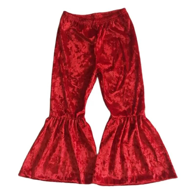 Bebe Djevojčice Jesen Zima Baršunaste Crvene zvonarice Dječji butik Veleprodajne hlače za malu djecu Moderna mekana odjeća