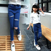 2024 noua moda Copii Fete copii Blugi din denim din bumbac Pantaloni Pantaloni Casual Confortabil Imbracaminte draguta pentru bebelusi