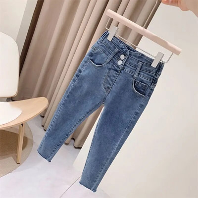 2024 noua moda Copii Fete copii Blugi din denim din bumbac Pantaloni Pantaloni Casual Confortabil Imbracaminte draguta pentru bebelusi