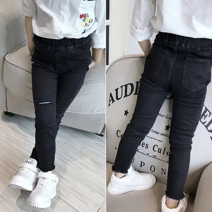 2024 noua moda Copii Fete copii Blugi din denim din bumbac Pantaloni Pantaloni Casual Confortabil Imbracaminte draguta pentru bebelusi