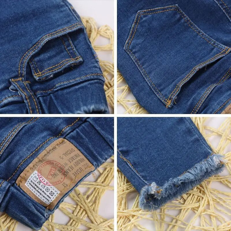 2024 noua moda Copii Fete copii Blugi din denim din bumbac Pantaloni Pantaloni Casual Confortabil Imbracaminte draguta pentru bebelusi