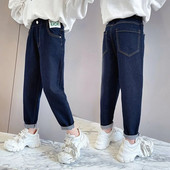 Lányok hosszú nadrág pamut farmer nadrág 2023 tömör tavaszi nyár nagy méretű tinédzserek baba gyerekek gyermekruházat