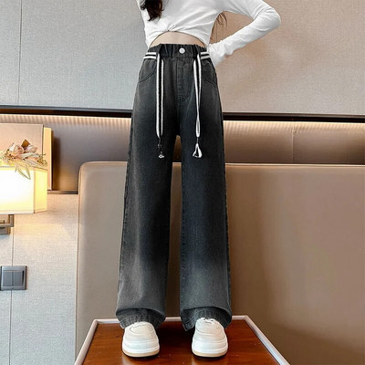 Adolescente fete blugi cu picioare largi Pantaloni Primavara 2024 Haine copii largi oversize pantaloni copii scoala pantaloni albastri fete