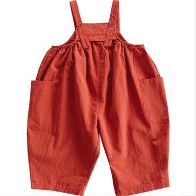 Proljetni korejski modni retro veliki kombinezon Ležerne hlače na tregere s velikim džepovima za djevojčice