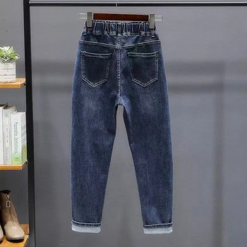 Едноцветни бели дънки Дамски харемски панталони Модни уютни меки Y2k Streetwear Boyfriend Denim Pants Сини за дрехи 2023 J1