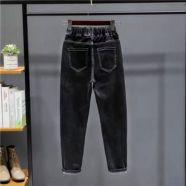 Vienkrāsaini balti džinsi sieviešu harēma biksīšu modes mājīgs mīksts Y2k ielas apģērbs Boyfriend džinsu bikses, zilas apģērbam 2023 J1