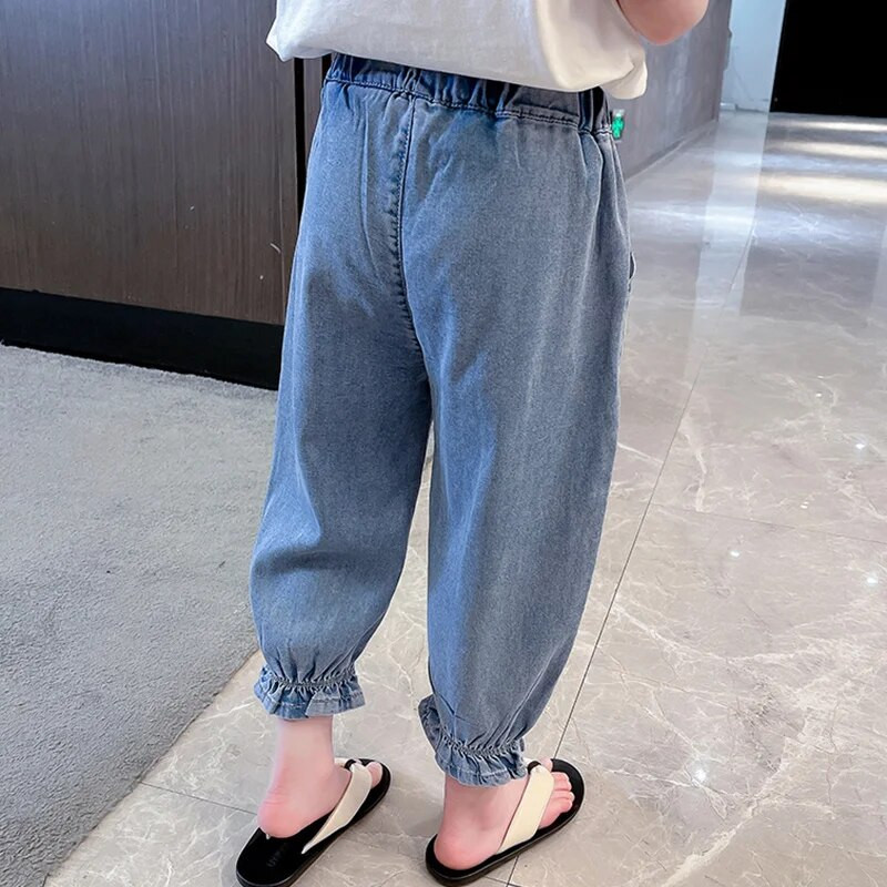 Ανοιξιάτικο φθινόπωρο Κορεάτικο Animal Kawaii Παντελόνι για κορίτσια με Μόδα Casual Χαριτωμένο Παντελόνι Φιόγκος Ψηλόμεση Φαρδύ Strawberry Kids Jeans