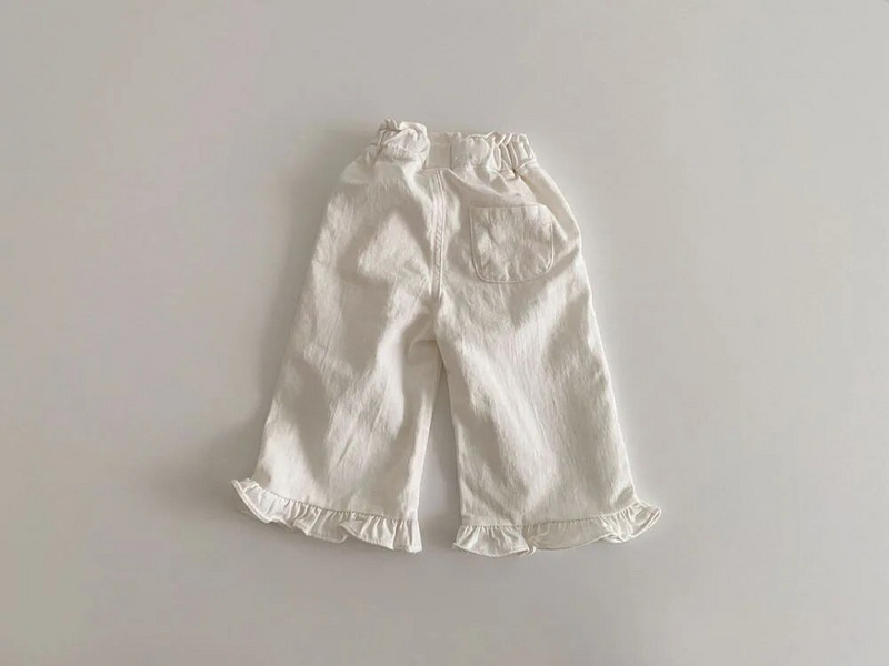 5430B Hlače za djevojčice 2023. Modne hlače za djevojčice proljeće ljeto 2023. Retro hlače s drvenim ušima Ležerne hlače širokih nogavica s čipkom