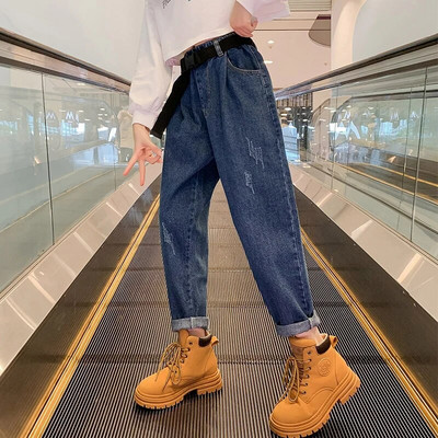 Djevojčice Duge hlače Pamučne jeans hlače 2023 Novo proljeće ljeto Tinejdžeri Sportska škola Dječja dječja odjeća za bebe