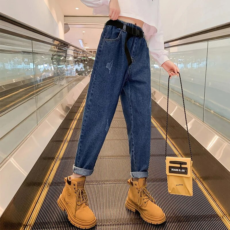 Djevojčice Duge hlače Pamučne jeans hlače 2023 Novo proljeće ljeto Tinejdžeri Sportska škola Dječja dječja odjeća za bebe