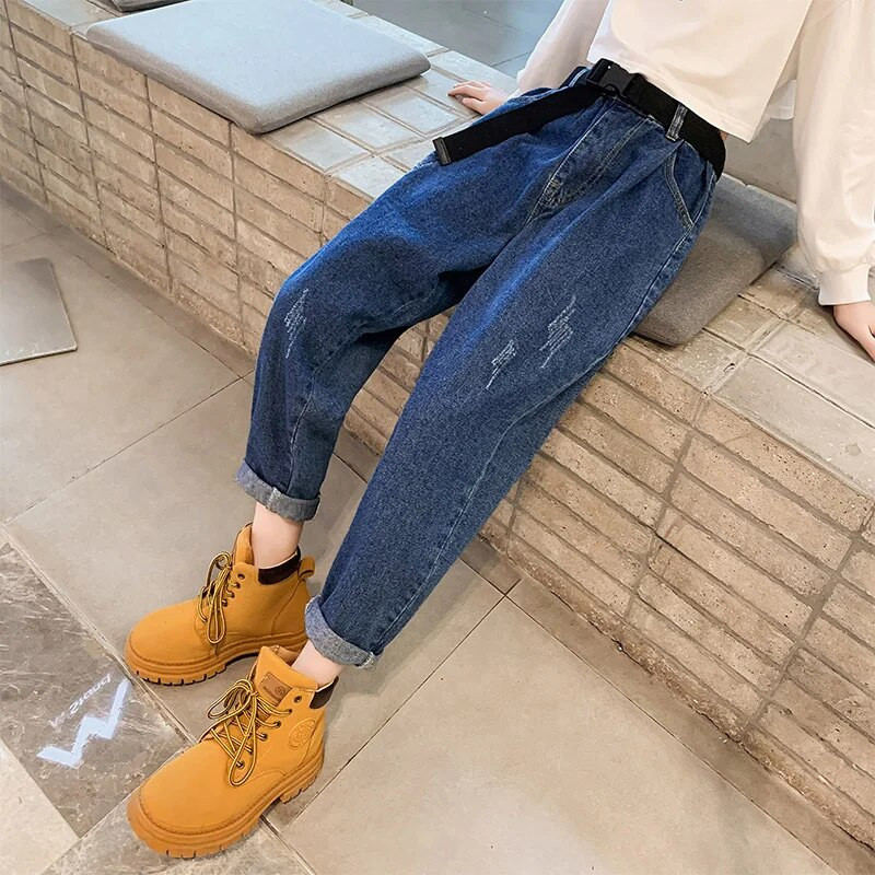 Djevojčice Duge hlače Pamučne jeans hlače 2023 Novo proljeće ljeto Tinejdžeri Sportska škola Dječja dječja odjeća za bebe