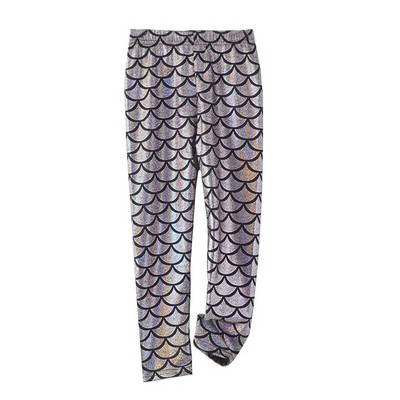 Tüdrukute säärised Merineitsi säärised Tüdrukute püksid Laste värvi Läikiv Scale Õhukesed püksid Laste tantsuetenduse püksid