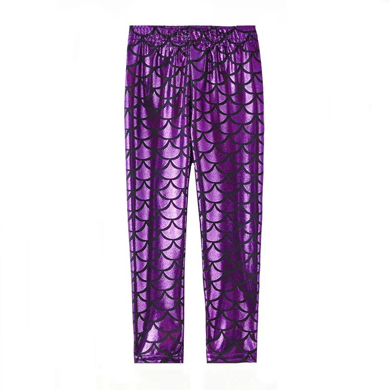 Tüdrukute säärised Merineitsi säärised Tüdrukute püksid Laste värvi Läikiv Scale Õhukesed püksid Laste tantsuetenduse püksid