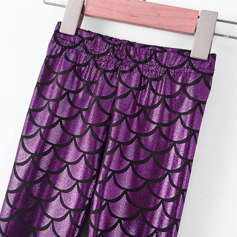 Tüdrukute säärised Merineitsi säärised Tüdrukute püksid Laste värvi Läikiv Scale Õhukesed püksid Laste tantsuetenduse püksid