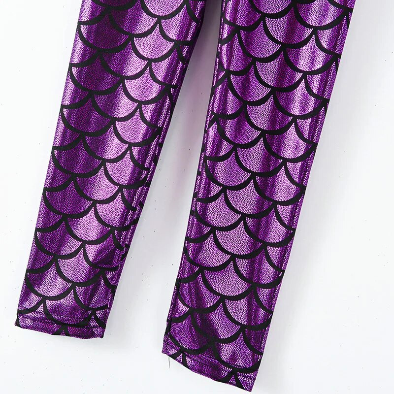 Tüdrukute säärised Merineitsi säärised Tüdrukute püksid Laste värvi Läikiv Scale Õhukesed püksid Laste tantsuetenduse püksid