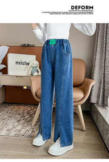 Нови пролетни дънки за тийнейджърки, широки панталони с висока талия, детски свободни корейски сини дънкови панталони, панталони в ежедневен стил, дрехи