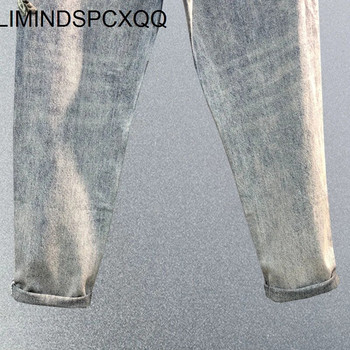 2023 Κέντημα ψηλόμεσο τζιν Γυναικεία καλοκαιρινές χάντρες βαριάς βιομηχανίας Χαλαρές τρύπες αδυνατίσματος Παντελόνι χαρέμι Cropped φαρδύ τζιν παντελόνι