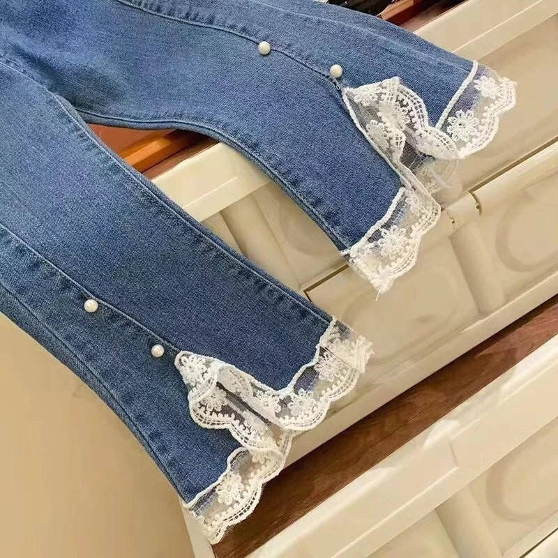 Traperice za djevojčice 2024 Jesen Nove čipkaste čipkane široke hlače za djevojčice Dječja odjeća za bebe Duge hlače Odjeća za djevojčice