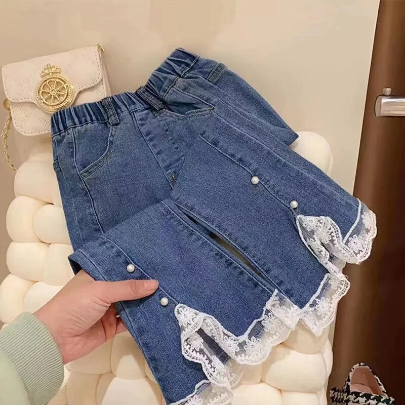 Traperice za djevojčice 2024 Jesen Nove čipkaste čipkane široke hlače za djevojčice Dječja odjeća za bebe Duge hlače Odjeća za djevojčice