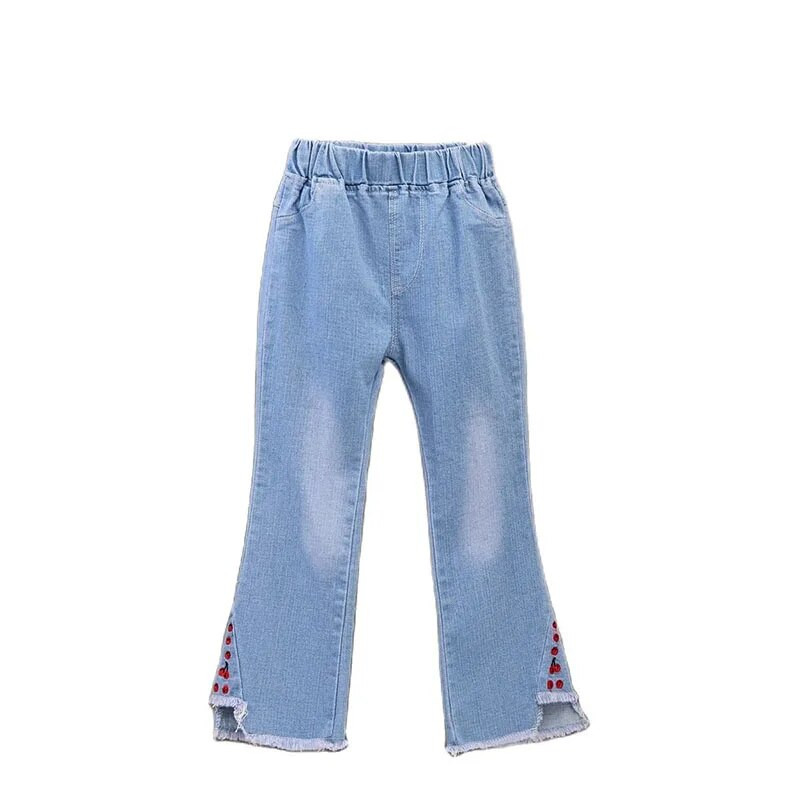 Uued teismeliste tüdrukute teksad, 2023. aasta kevad-sügis vabaajamood, avarad sinised, laiad püksid, laste säär, koolipüksid 3–12-aastastele lastele