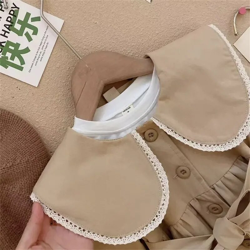 Trench Girls Divatos középhosszú széldzseki tavaszi ősz új alsó hátsó baba pamut kabát dagály lehajtható gallér